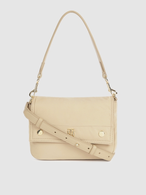 

Tommy Hilfiger Women Beige Solid Structured Satchel