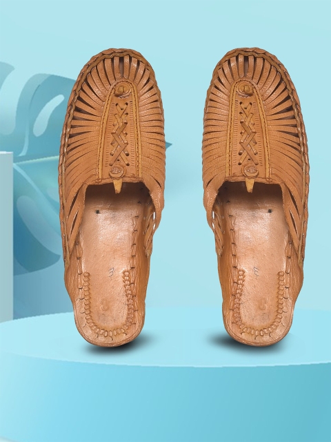

OLIVE MIST Men Tan Ethnic Handcrafted Leather Fisherman Kolhapuris