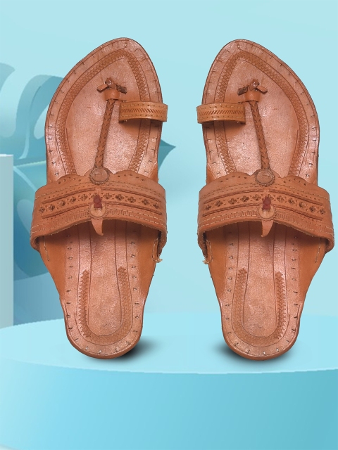 

OLIVE MIST Men Tan Ethnic Handcrafted Leather Kolhapuris