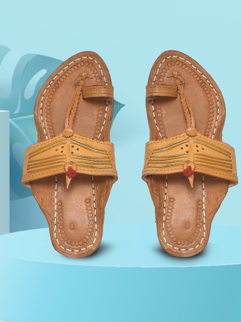 

OLIVE MIST Men Tan Ethnic Handcrafted Leather Kolhapuris