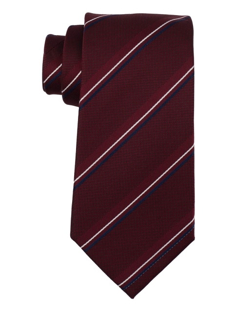

The Tie Hub Men Maroon & White Striped Broad Tie