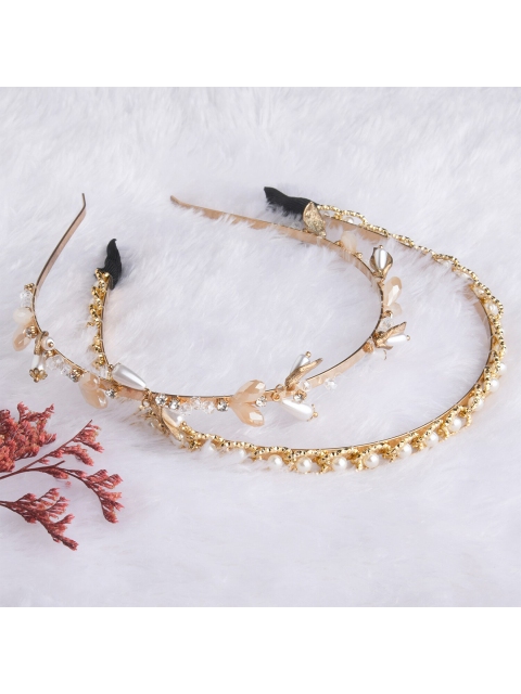 

Lilly & sparkle Women Gold-Toned Set of 2 Embellished Hairband