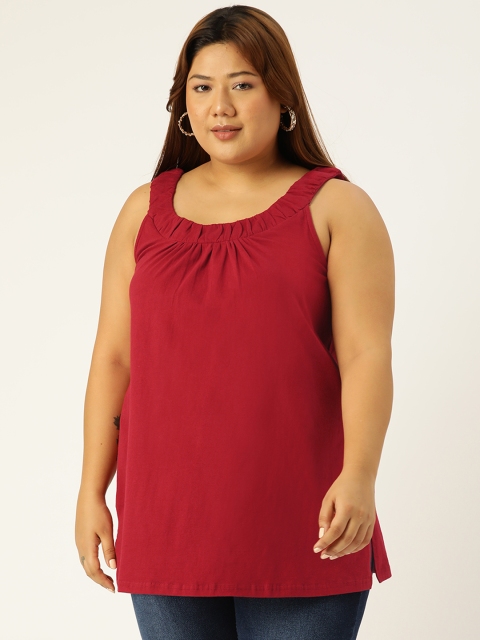 

Revolution Plus Size Maroon Tank Longline Top