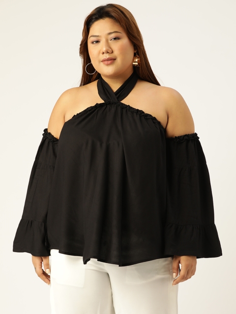 

Revolution Plus Size Black Halter Neck Longline Top