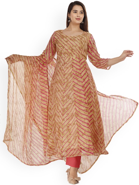 

HOUSE OF JAMOTI Women Pink Printed Kurti with Salwar & With Dupatta