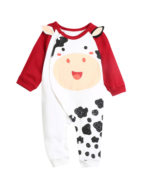 

Hopscotch Kids Red & White Printed Rompers
