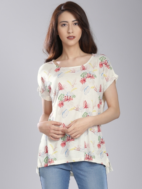 

Levis Women Off-White Printed Round Neck T-shirt