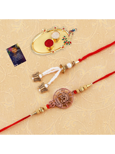 

Silver Shine Gold-Toned & Red Bhaiya Bhabhi With Roli Chawal And Pooja Thali