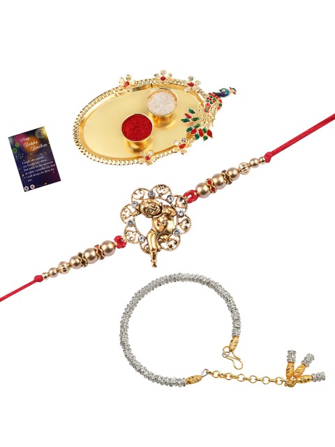 

Silver Shine Red Rakhi Set