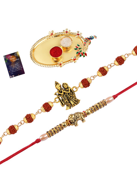 

Silver Shine Multicolored Set of 2 Rakhi Combo, Multi