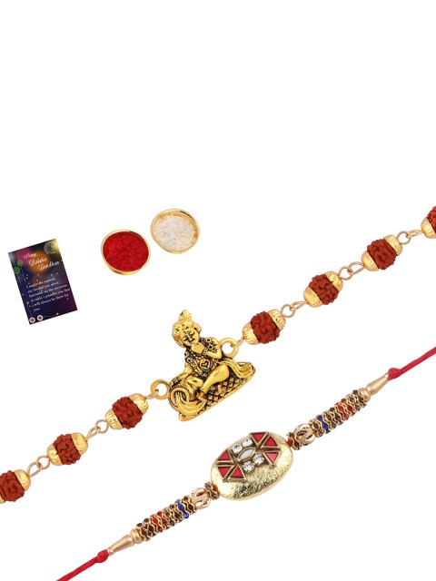 

Silver Shine Set of 2 Multicoloured Rakhi with Roli Chawal, Multi