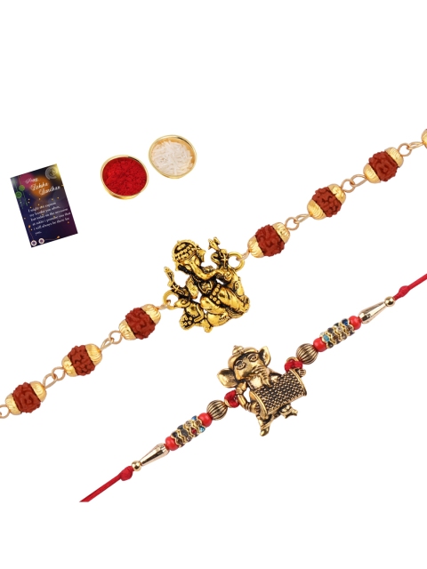 

Silver Shine Set of 2 Multicoloured Rakhi with Roli Chawal, Multi