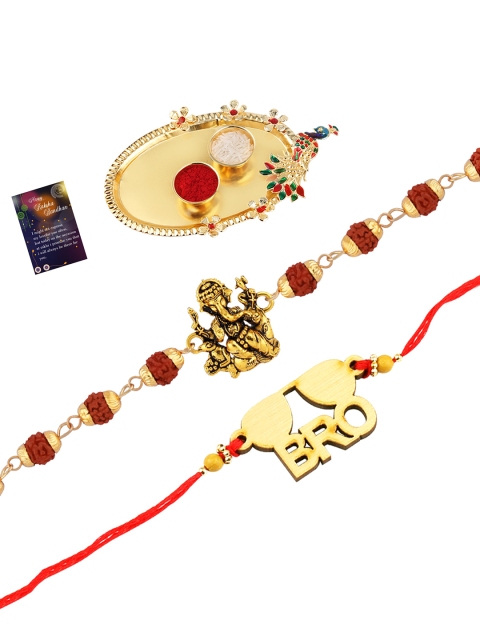 

Silver Shine Set of 2 Multicoloured Bhaiya Bhabhi Rakhi with Pooja Thali, Multi