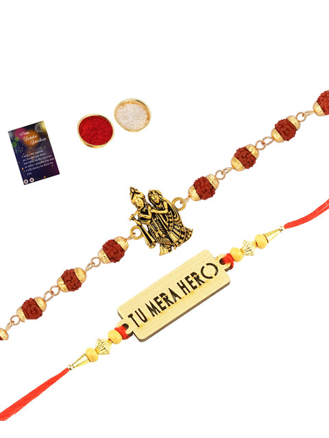 

Silver Shine Multicolored Set of 2 Rakhi Combo, Multi