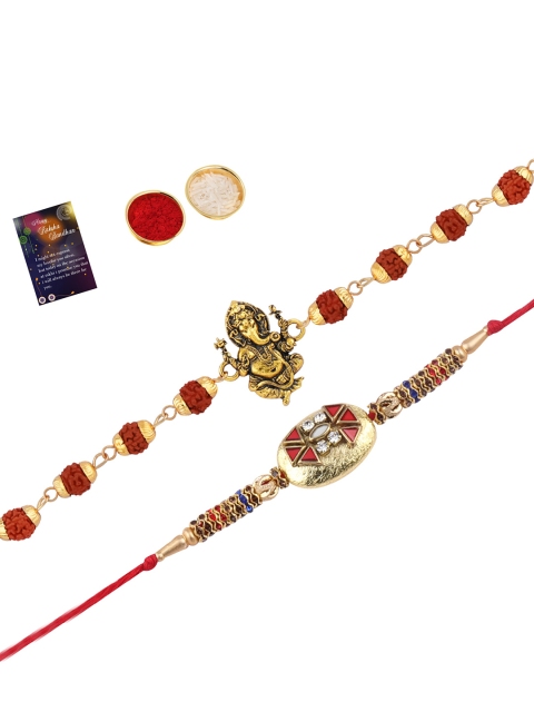 

Silver Shine Set of 2 Multicoloured Rakhi with Roli Chawal, Multi