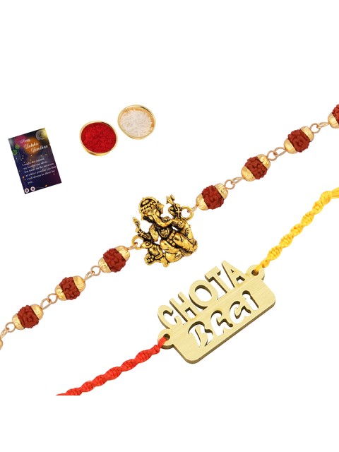 

Silver Shine Set of 2 Multicoloured Rakhi with Roli Chawal, Multi