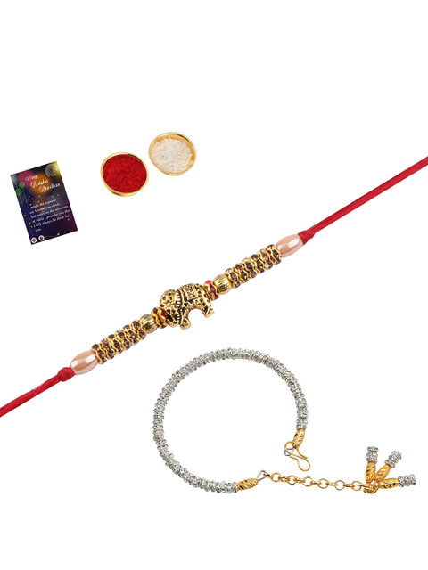 

Silver Shine Multicolored Set of 2 Rakhi Combo, Multi