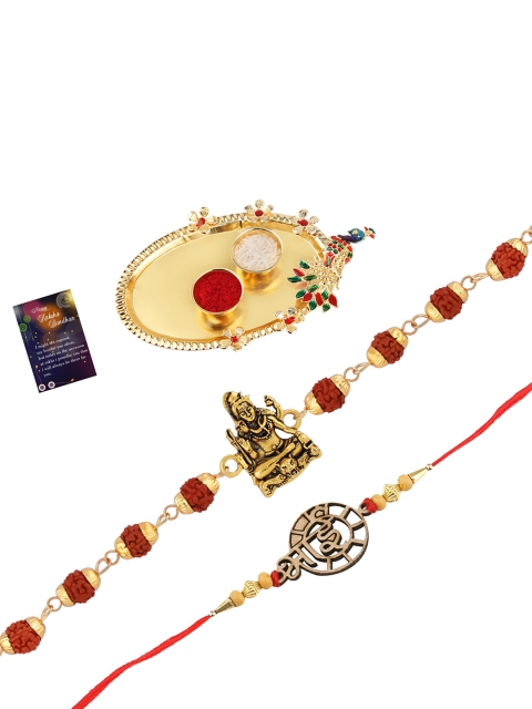 

Silver Shine Set of 2 Multicolored Studded Thread Rakhi, Multi