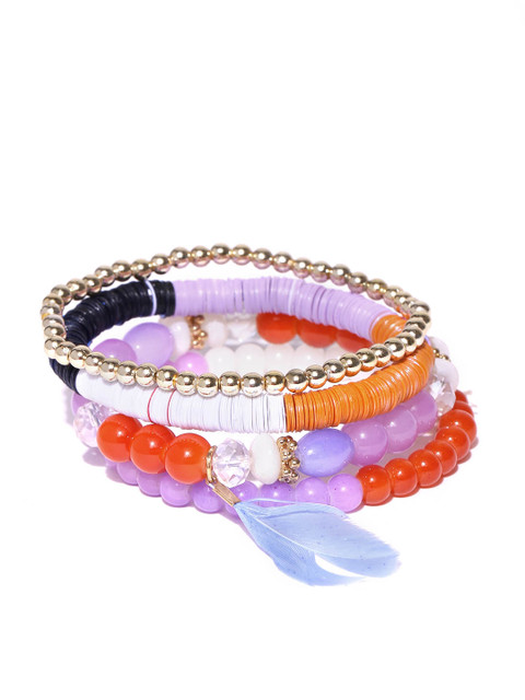 

Golden Peacock Set of 4 Beaded Bracelets, Multi