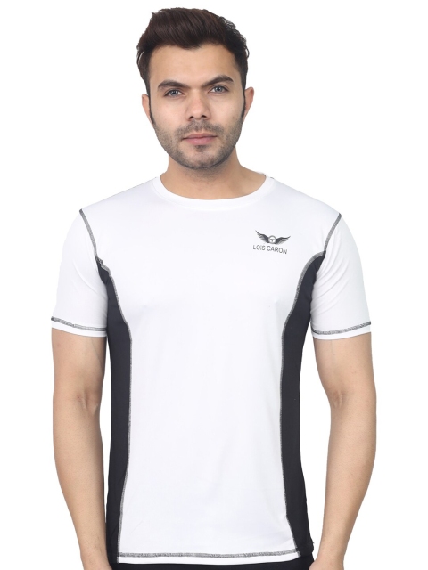 

LOIS CARON Men White Colourblocked T-shirt