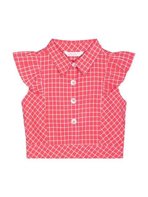 

Budding Bees Red Checked Shirt Style Top