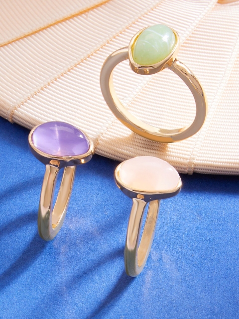 

Accessorize Set Of 3 Gold-Toned & Beaded Rings