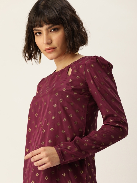 

PERFECTBLUE Maroon Geometric Printed Kurti
