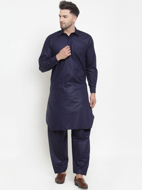 

Kaifoo Men Navy Blue Kurta with Salwar