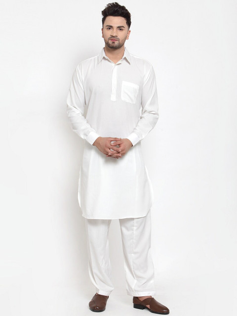 

Kaifoo Men White Layered Kurti with Salwar