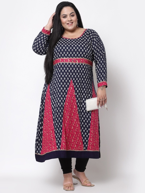 

FAZZN Women Black & Red Ethnic Motifs Printed Anarkali Kurta