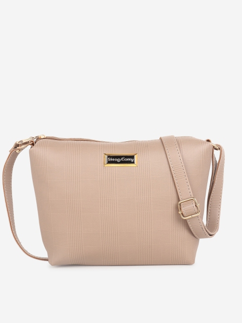 

Stropcarry Beige PU Structured Sling Bag with Quilted
