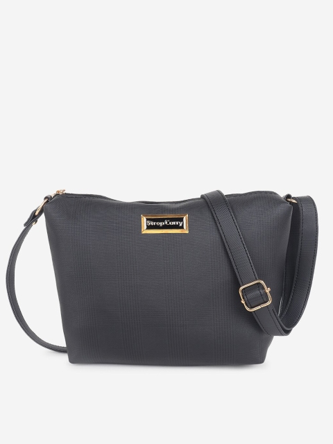 

Stropcarry Black PU Structured Sling Bag with Tasselled