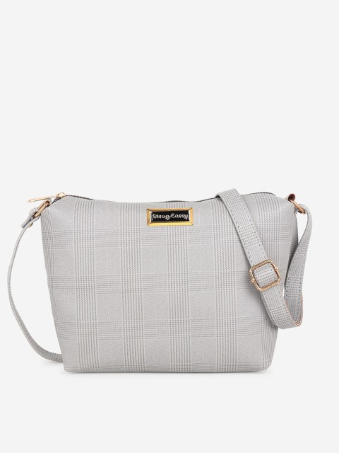 

Stropcarry Grey Checked PU Structured Sling Bag with Bow Detail