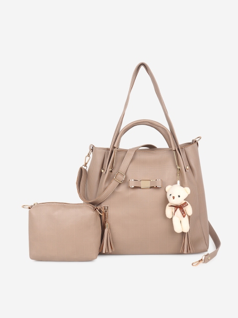 

Stropcarry Beige PU Structured Shoulder Bag with Tasselled