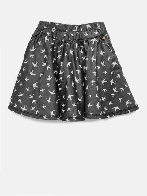 

Bossini Girls Grey Printed Flared Flared Pure Cotton Skirt
