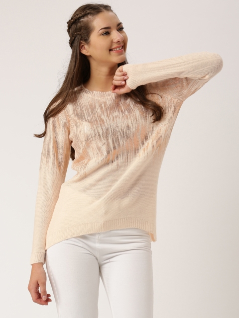 

DressBerry Women Peach-Coloured Printed Pullover
