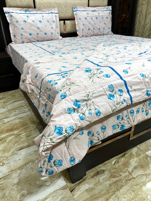

Pure Decor Pink Printed Pure Cotton King Size Bedding Set With Comforter & 2 Pillow Covers