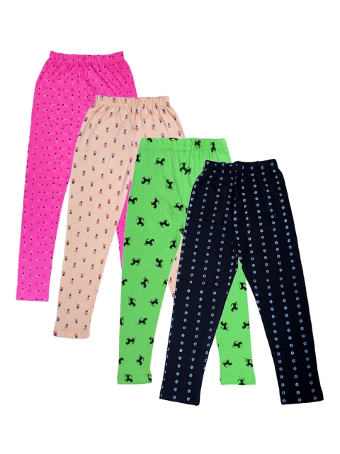 

FRENCH KLEIDER Girls Pack of 4 Green & Black Printed Ankle-Length Leggings