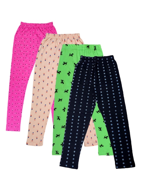 

FRENCH KLEIDER Girls Pack Of 4 Printed Cotton Leggings, Green