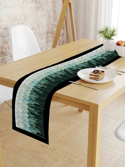 

HOUZZCODE Multicoloured Digital Bee Hive Printed Velvet Table Runner, Multi