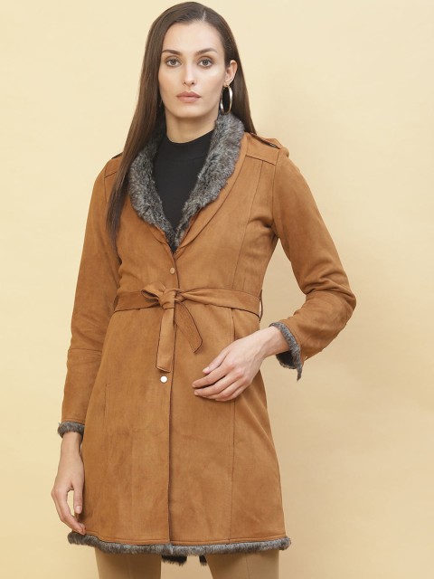 

Lakshita Women Tan Solid Fur Suede Coats