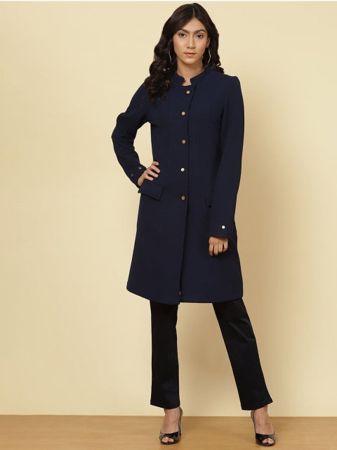 

Lakshita Women Navy Blue Solid Princess Coat
