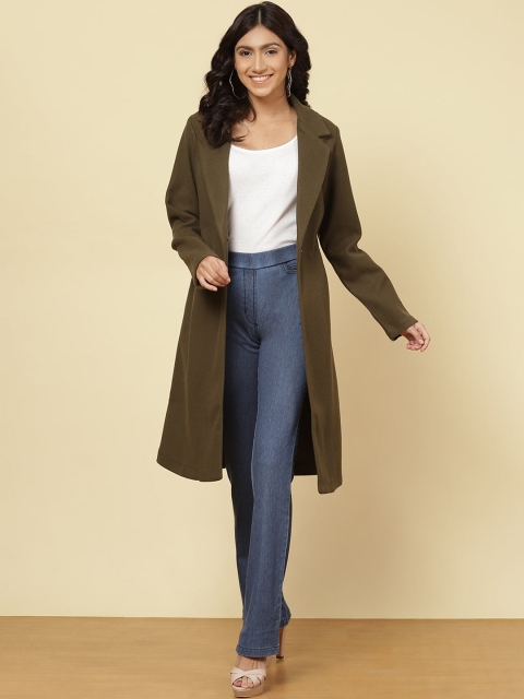 

Lakshita Women Olive Solid Slim Fit Wool Coats