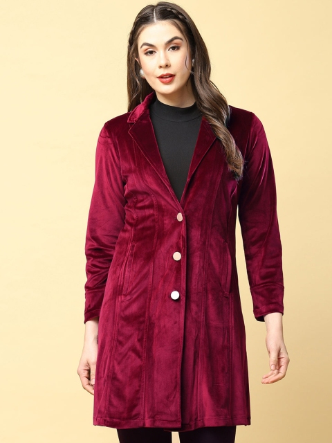 

Lakshita Women Maroon Solid Over Coats