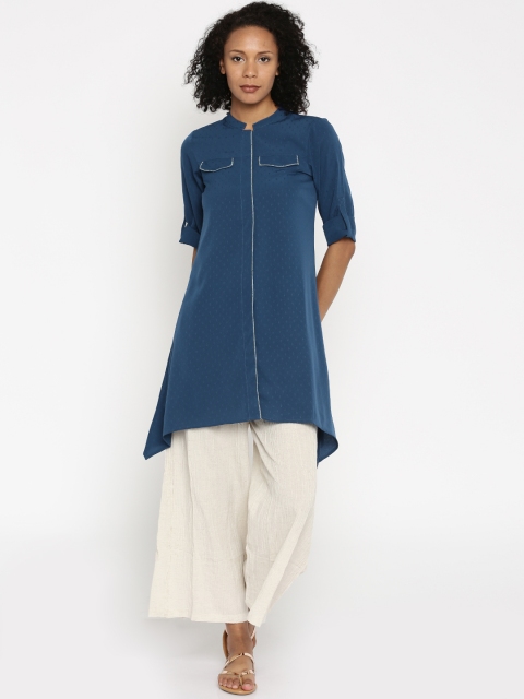 

Fusion Beats Women Blue Woven Design A-Line Kurta