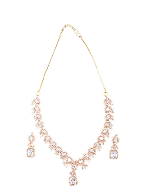 

CARDINAL Rose Gold-Plated White CZ Studded Jewellery Set