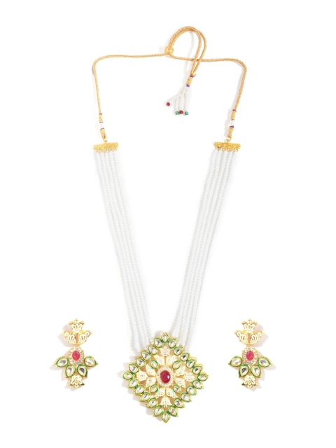 

CARDINAL Women Gold-Toned Kundan-Studded Pearl Beaded Jewellery Set