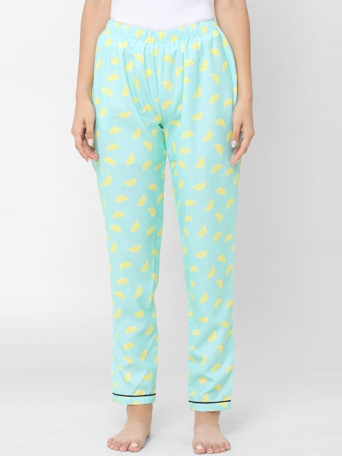 

FashionRack Women Sea Green Printed Cotton Lounge Pants