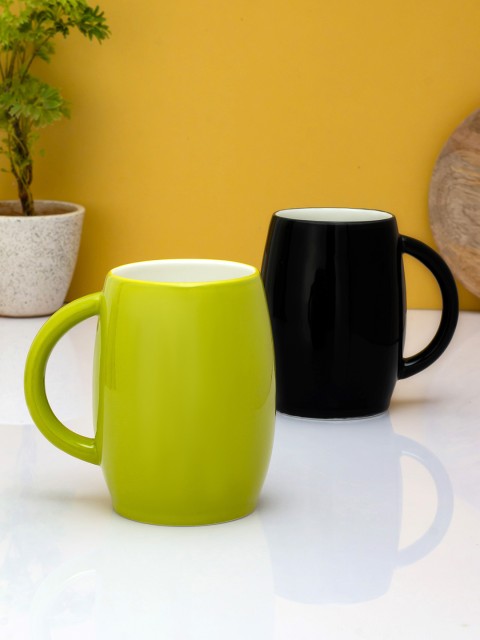 

JCPL Black & Green Printed Ceramic Glossy Mugs Set of Cups and Mugs