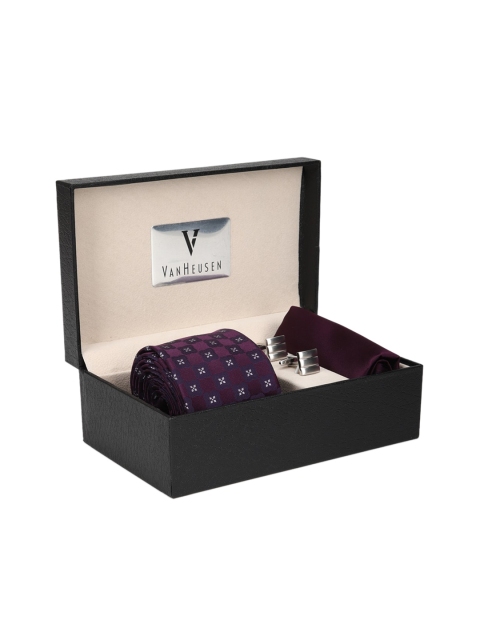 

Van Heusen Men Purple & Silver Printed Accessory Gift Set